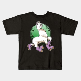 Llama Alpaca Roller Skates Ladies 80s Retro Kids T-Shirt